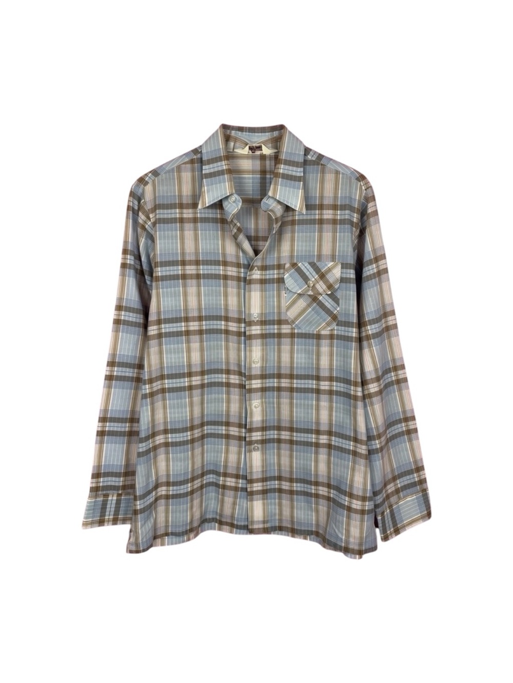Vintage Levi’s Panatela Plaid Shirt Men’s Large Blue Brown 1979